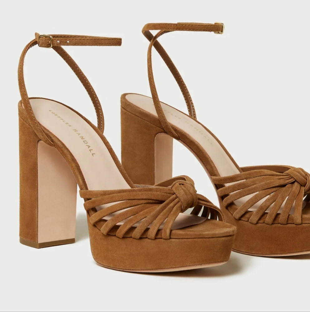 NWT$450 Loeffler Randall Rivka 120mm Suede Knot Platform Sandal Heels Sz 9.5 - Picture 4 of 16